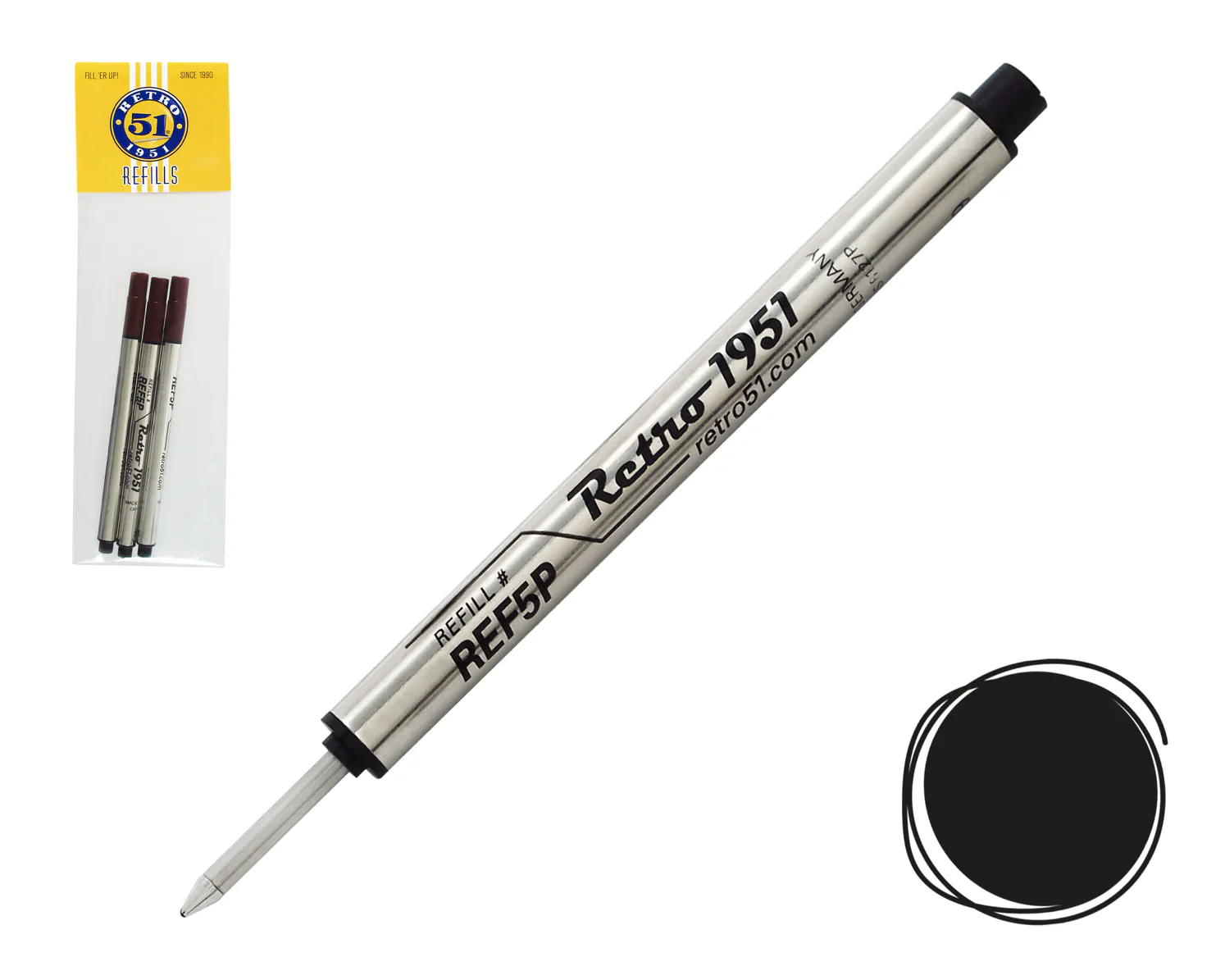 Retro 51 Rollerball Refills - Black, Blue, Green, Red, Purple  or Multi (3 PACK) - Image 11