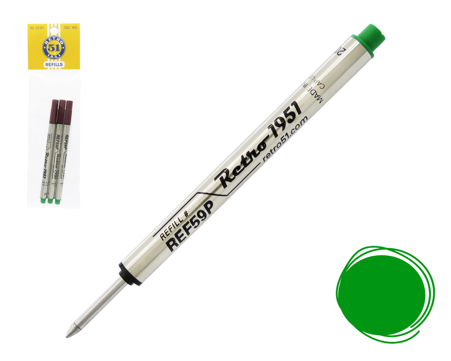 Retro 51 Rollerball Refills - Black, Blue, Green, Red, Purple  or Multi (3 PACK) - Image 12