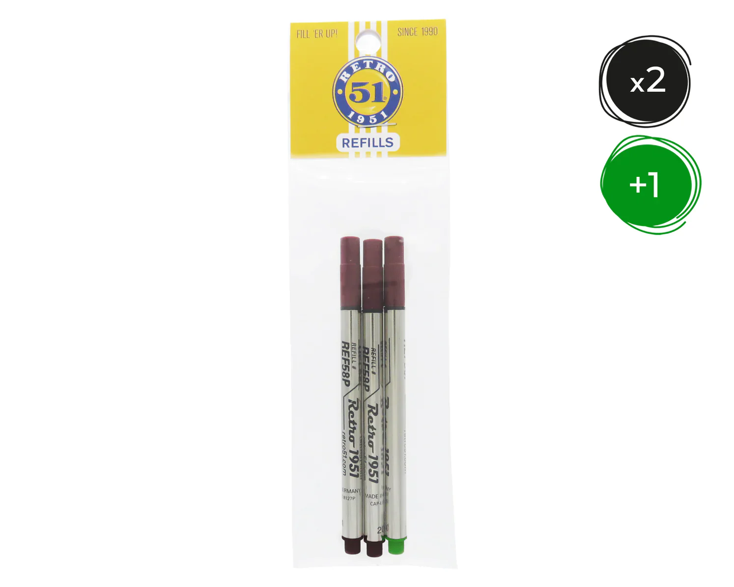 Retro 51 Rollerball Refills - Black, Blue, Green, Red, Purple  or Multi (3 PACK) - Image 3