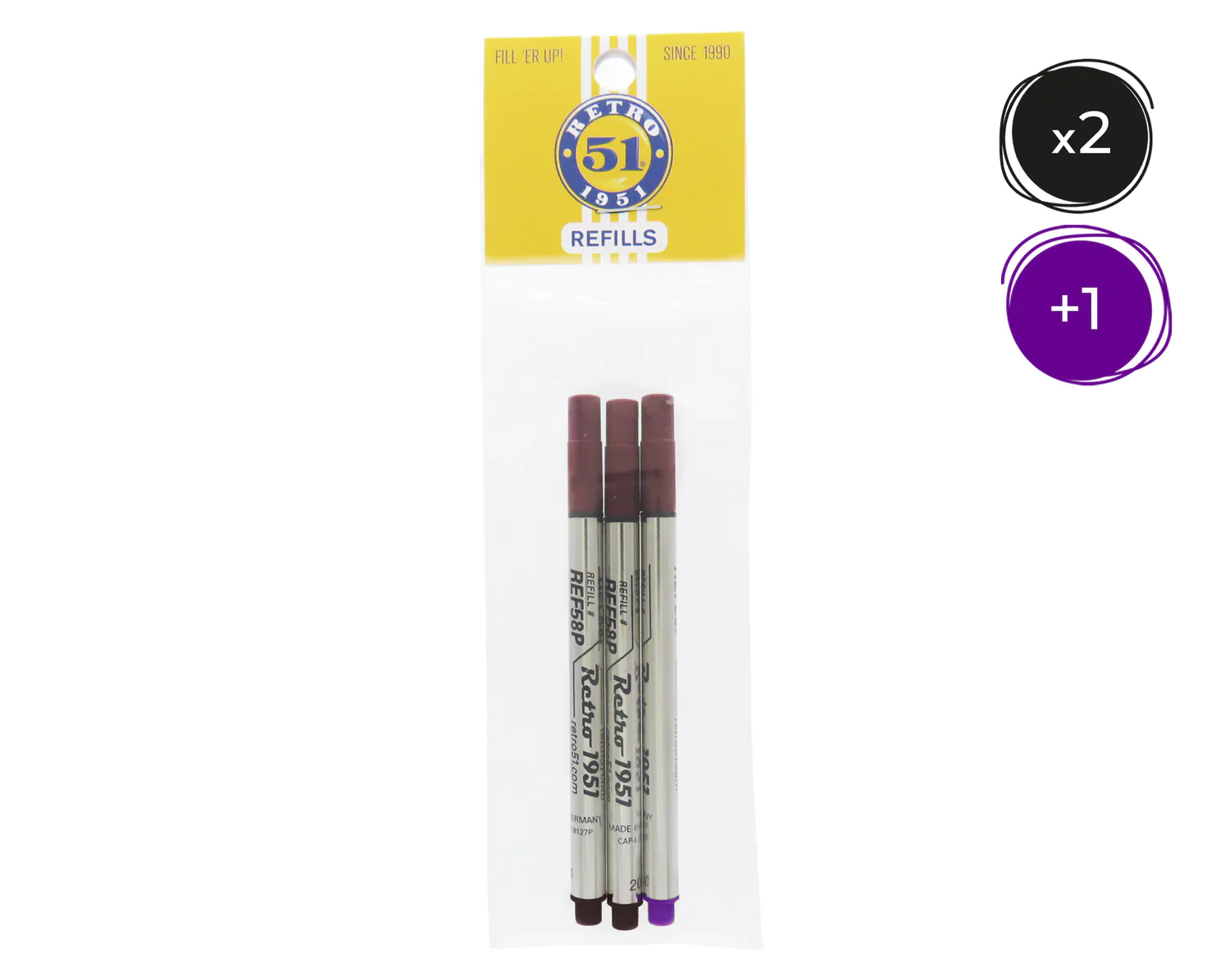 Retro 51 Rollerball Refills - Black, Blue, Green, Red, Purple  or Multi (3 PACK) - Image 4