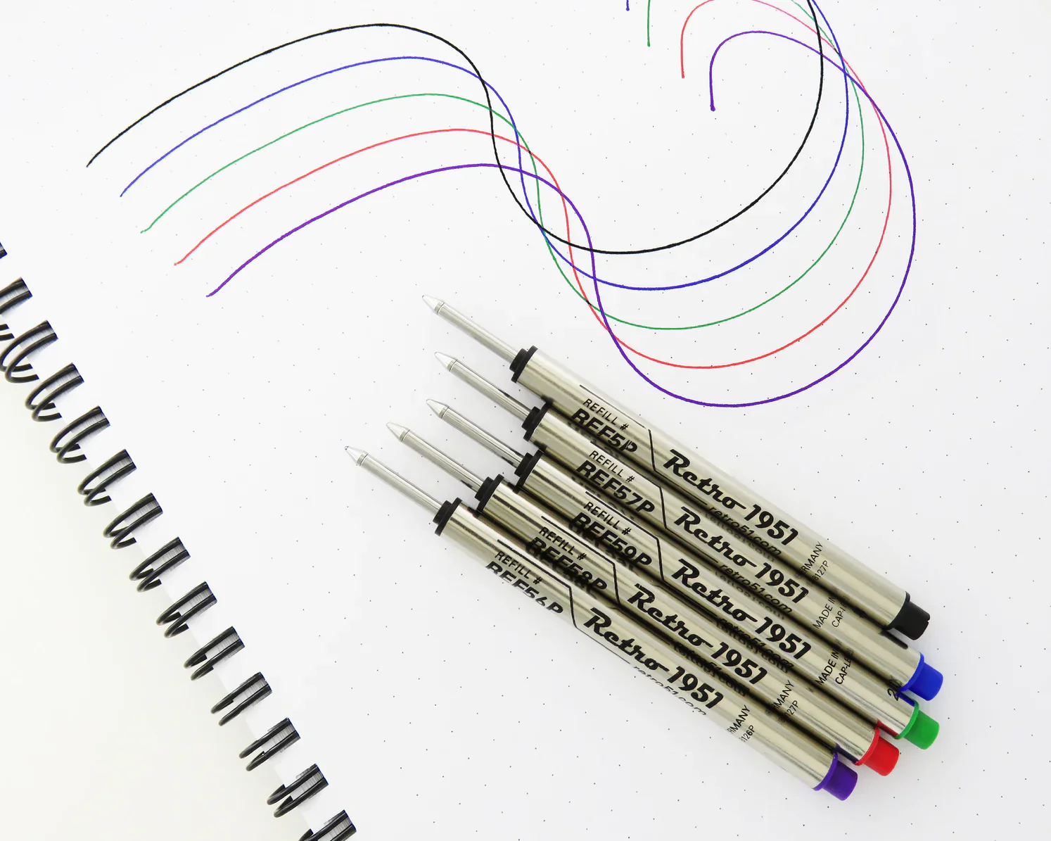 Retro 51 Rollerball Refills -  Multi Colour Pack (5 PACK) - Image 3